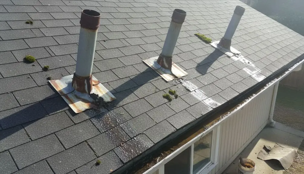 Flashing failures on roof