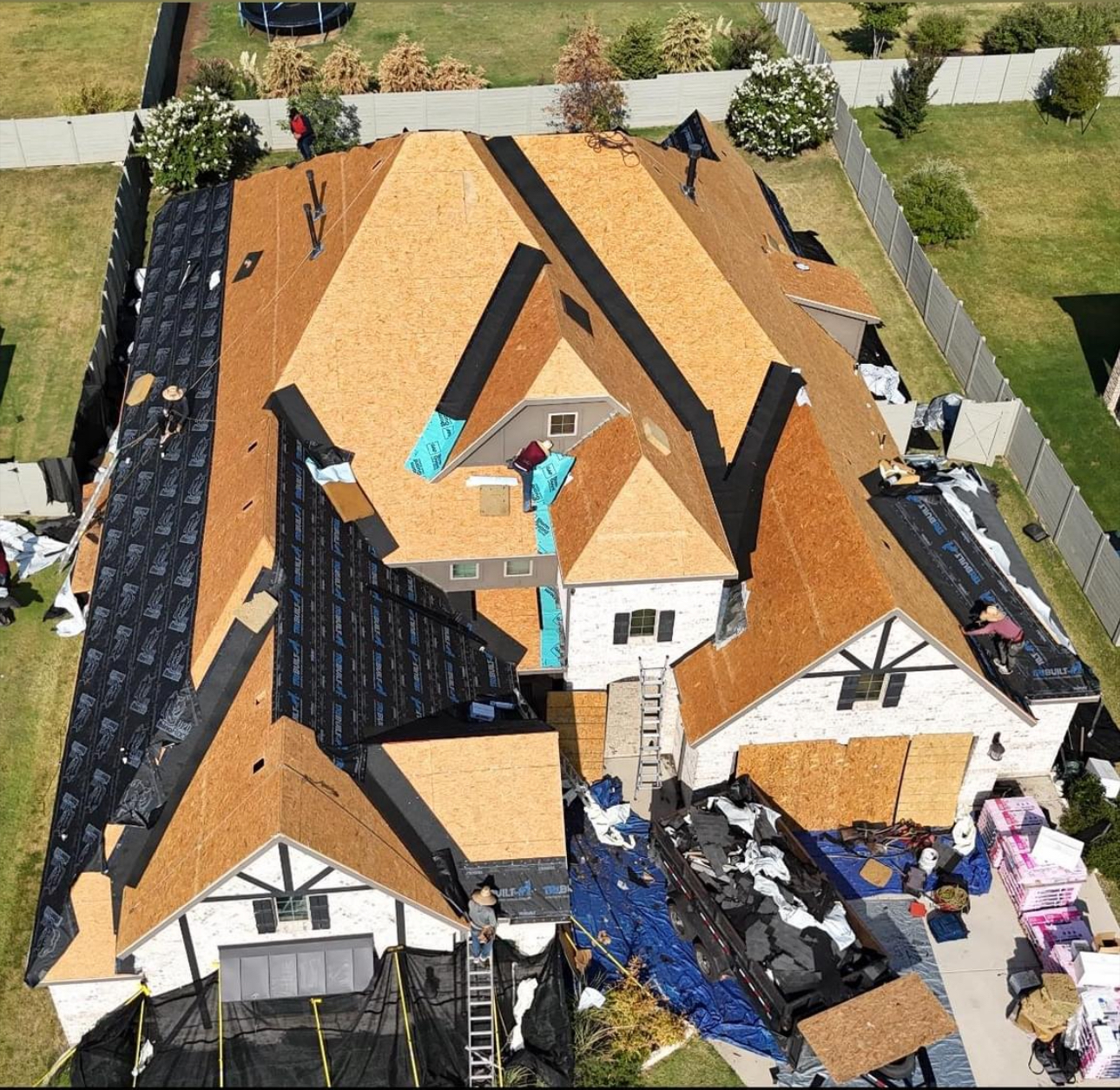 Aerial roof repair project